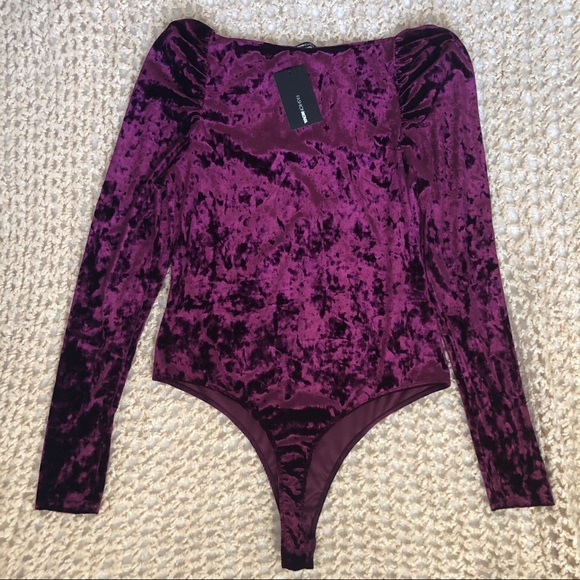 FASHION NOVA | RASPBERRY PURPLE VELOUR BODYSUIT - Picture 8 of 8